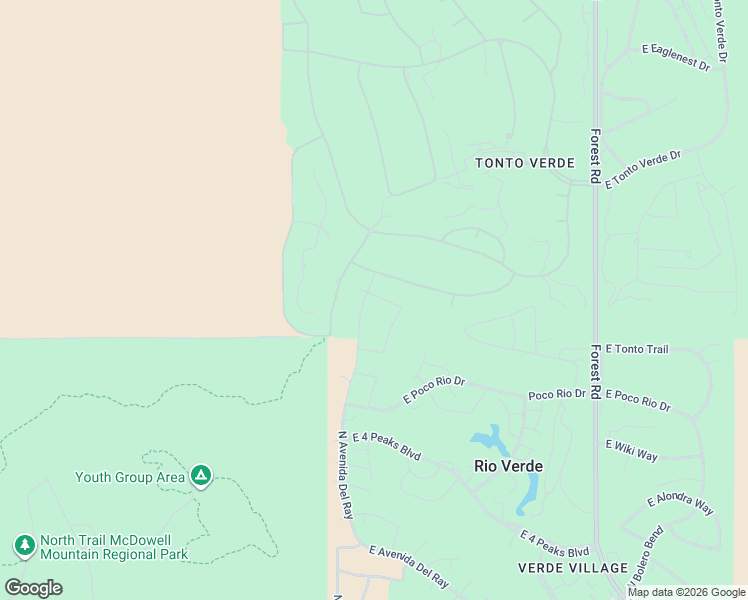 map of restaurants, bars, coffee shops, grocery stores, and more near 18559 East Horseshoe Bend in Rio Verde