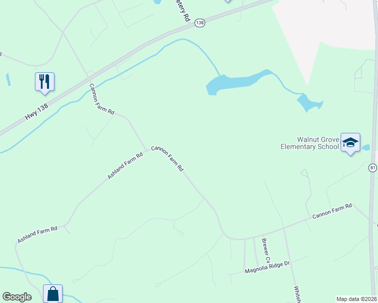 map of restaurants, bars, coffee shops, grocery stores, and more near 401 Cannon Farm Road in Oxford