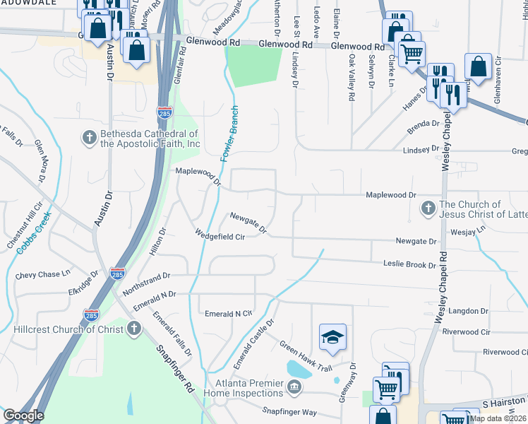 map of restaurants, bars, coffee shops, grocery stores, and more near 2234 Squire Court in Decatur