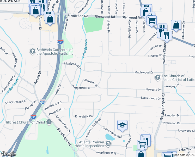 map of restaurants, bars, coffee shops, grocery stores, and more near 2234 Squire Court in Decatur