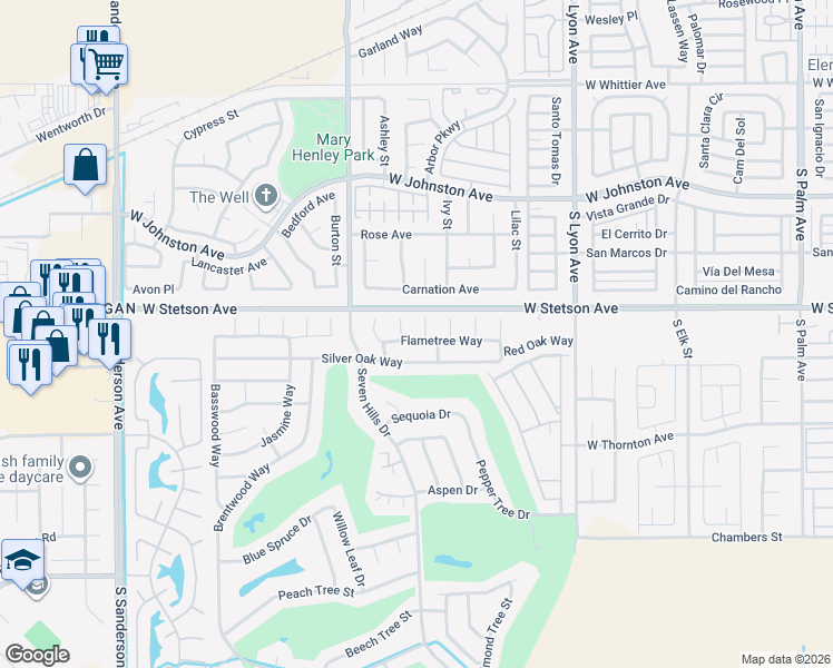 map of restaurants, bars, coffee shops, grocery stores, and more near 1118 Hornbeam Court in Hemet