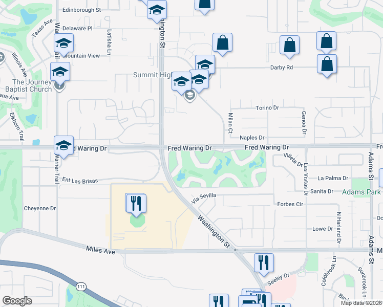 map of restaurants, bars, coffee shops, grocery stores, and more near 78155 Indigo Drive in La Quinta
