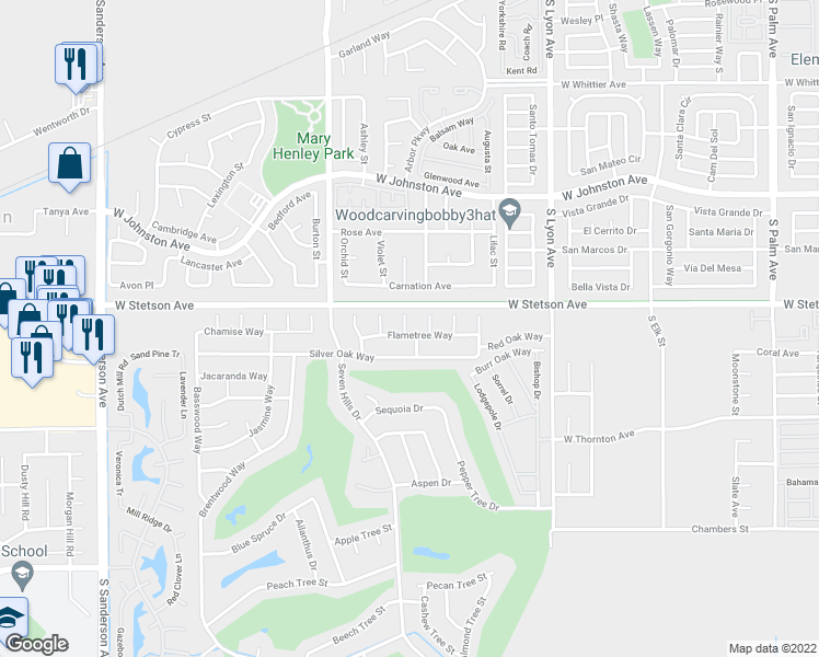 map of restaurants, bars, coffee shops, grocery stores, and more near 1980 Flame Tree Way in Hemet