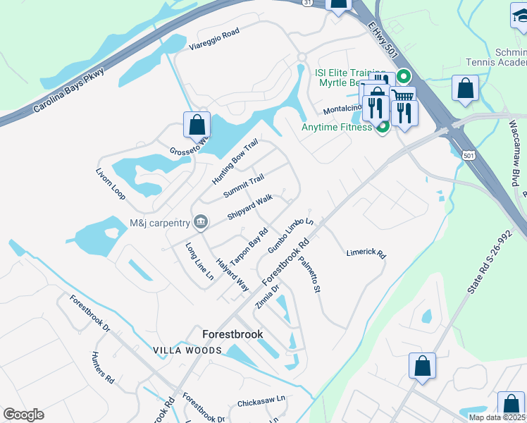 map of restaurants, bars, coffee shops, grocery stores, and more near 4041 Shipyard Walk in Myrtle Beach