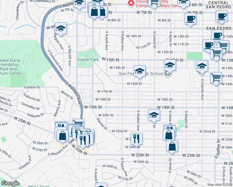 map of restaurants, bars, coffee shops, grocery stores, and more near 1331 West 17th Street in Los Angeles