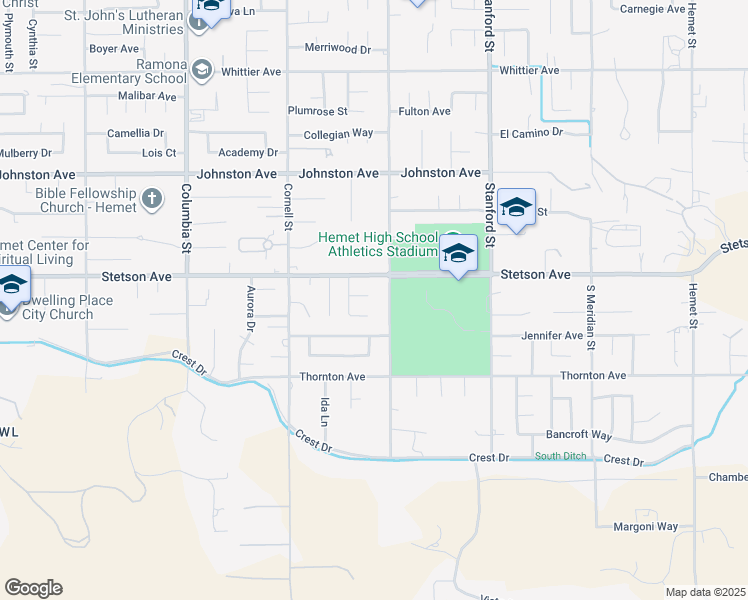 map of restaurants, bars, coffee shops, grocery stores, and more near 41471 Vicky Lane in Hemet