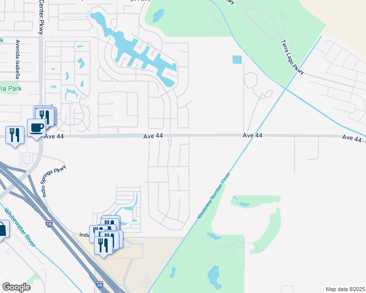 map of restaurants, bars, coffee shops, grocery stores, and more near 44110 Le Seine Lane in Indio