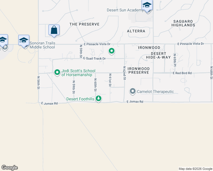 map of restaurants, bars, coffee shops, grocery stores, and more near 26814 North 61st Street in Scottsdale