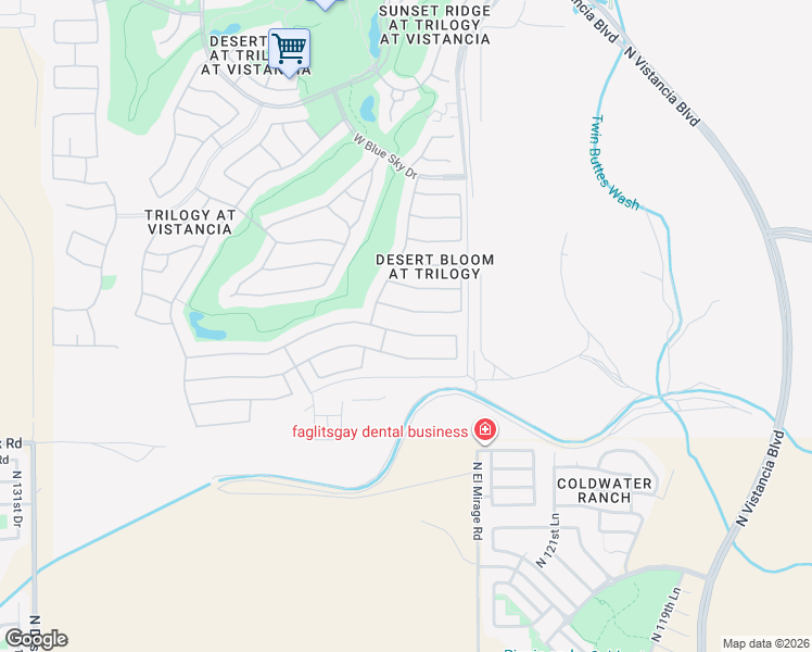 map of restaurants, bars, coffee shops, grocery stores, and more near 12397 West Alyssa Lane in Peoria