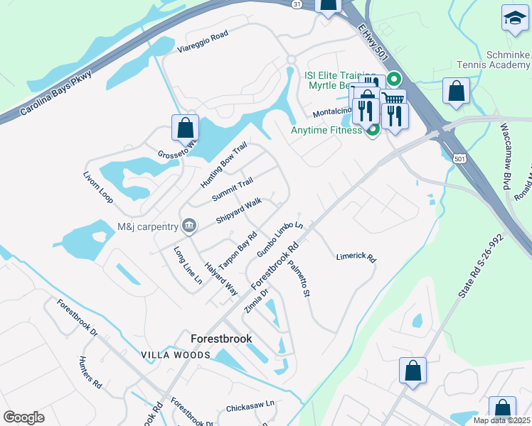 map of restaurants, bars, coffee shops, grocery stores, and more near 4041 Shipyard Walk in Myrtle Beach