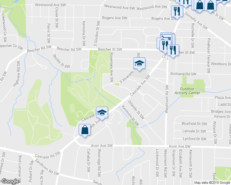 map of restaurants, bars, coffee shops, grocery stores, and more near 1714 Havilon Drive Southwest in Atlanta