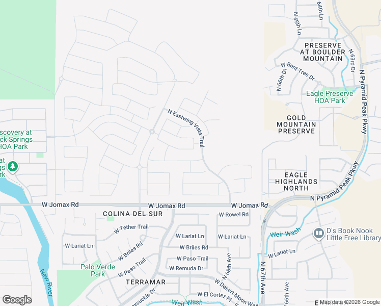 map of restaurants, bars, coffee shops, grocery stores, and more near 6977 West Redbird Road in Peoria