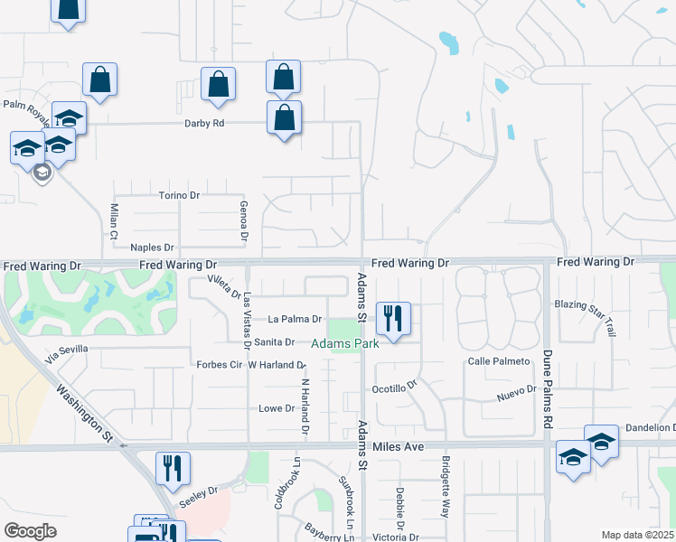 map of restaurants, bars, coffee shops, grocery stores, and more near 78900 Sonesta Way in La Quinta