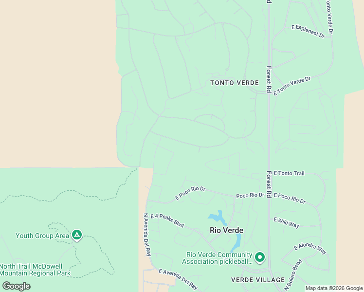 map of restaurants, bars, coffee shops, grocery stores, and more near 18513 East Picacho Road in Rio Verde