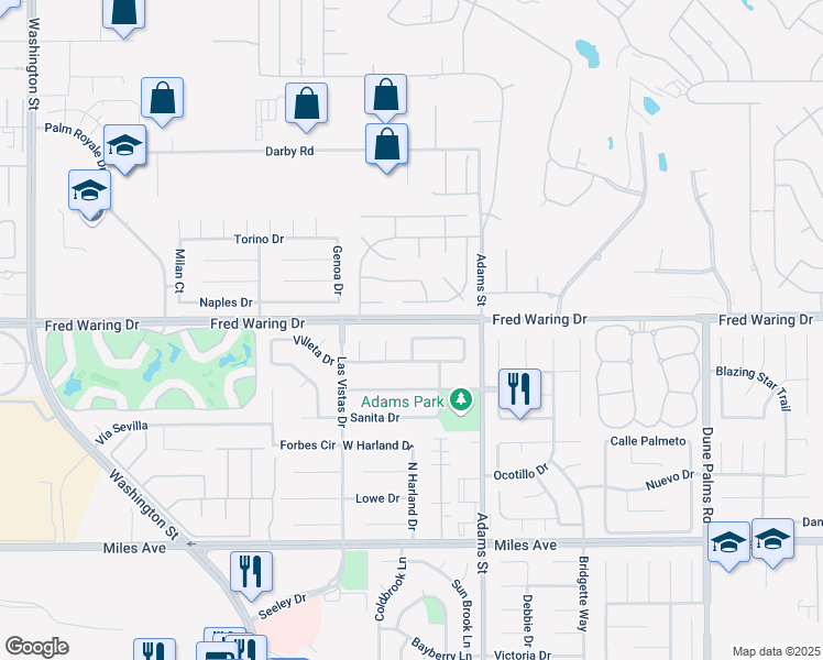 map of restaurants, bars, coffee shops, grocery stores, and more near 78820 Sonesta Way in La Quinta