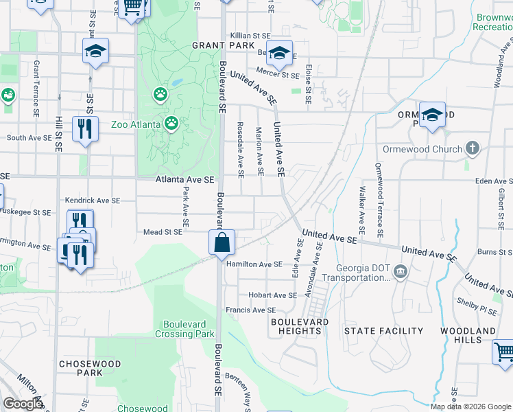 map of restaurants, bars, coffee shops, grocery stores, and more near 657 Home Avenue Southeast in Atlanta