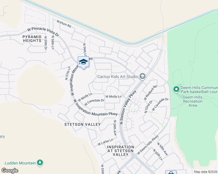 map of restaurants, bars, coffee shops, grocery stores, and more near 26928 North 55th Drive in Phoenix