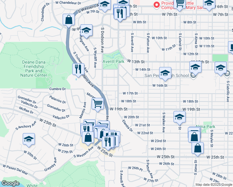 map of restaurants, bars, coffee shops, grocery stores, and more near 1712 Freeport Terrace in Los Angeles