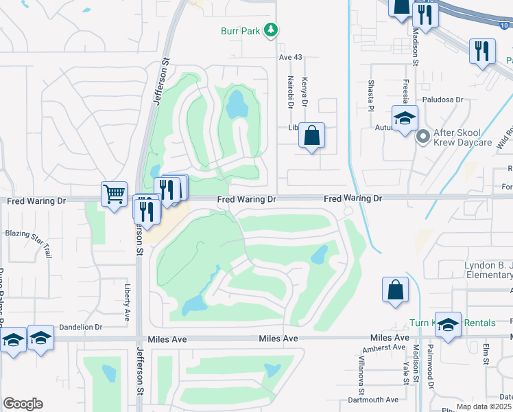 map of restaurants, bars, coffee shops, grocery stores, and more near 80248 Royal Dornoch Drive in Indio