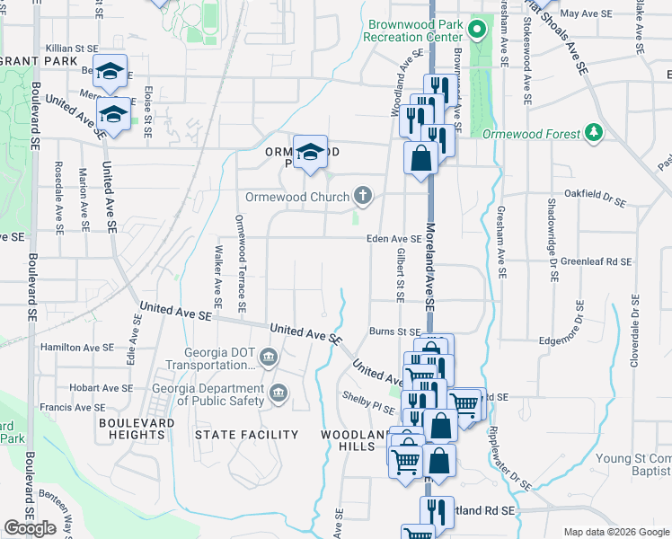 map of restaurants, bars, coffee shops, grocery stores, and more near 940 Prospect Ave SE in Atlanta