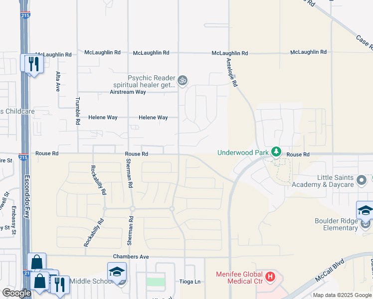 map of restaurants, bars, coffee shops, grocery stores, and more near 27745 Vanilla Court in Menifee