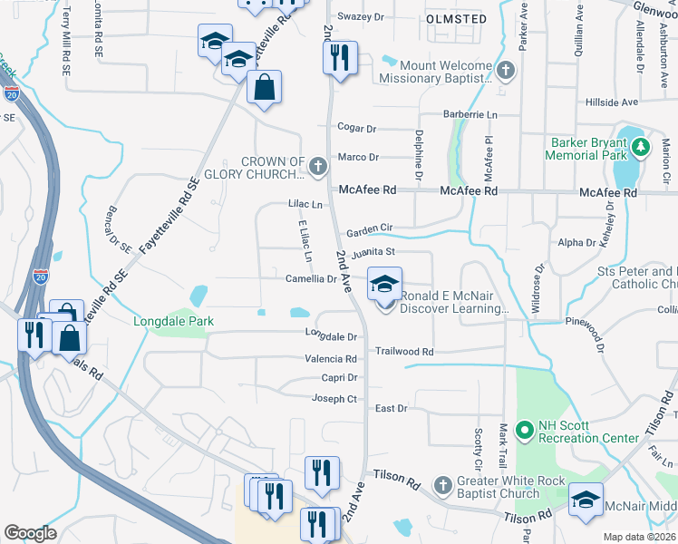 map of restaurants, bars, coffee shops, grocery stores, and more near 2115 2nd Avenue in Decatur