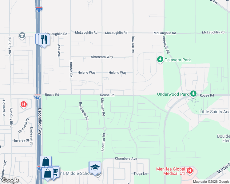 map of restaurants, bars, coffee shops, grocery stores, and more near 27613 Vanilla Court in Romoland