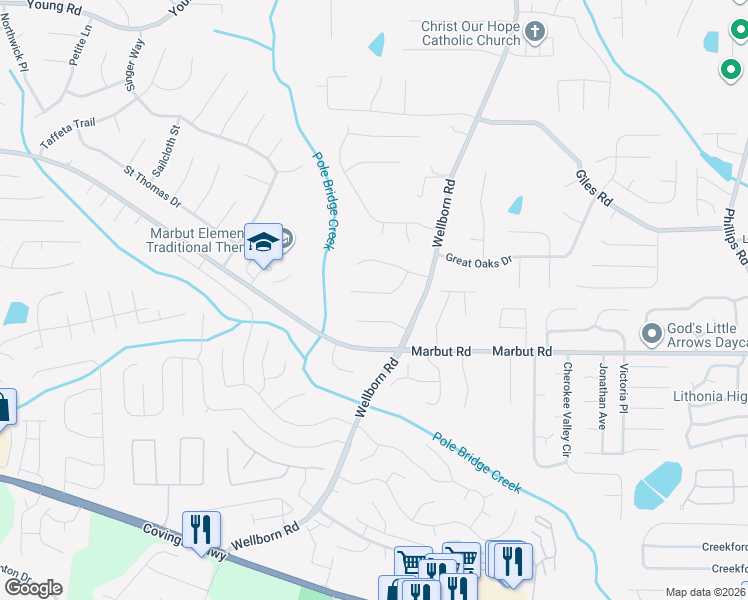 map of restaurants, bars, coffee shops, grocery stores, and more near 2064 Quilt Court in Lithonia