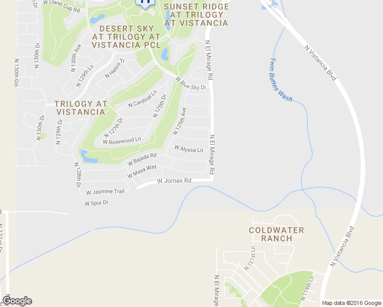 map of restaurants, bars, coffee shops, grocery stores, and more near 12397 West Alyssa Lane in Peoria