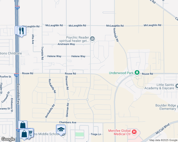map of restaurants, bars, coffee shops, grocery stores, and more near 27745 Vanilla Court in Menifee