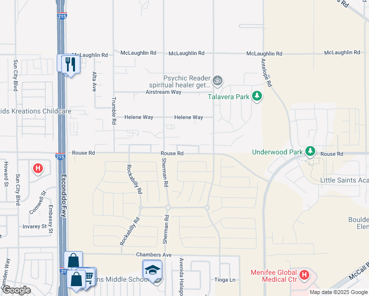 map of restaurants, bars, coffee shops, grocery stores, and more near 27613 Vanilla Court in Menifee