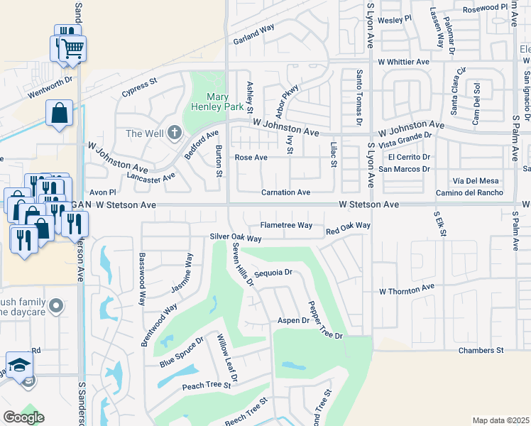 map of restaurants, bars, coffee shops, grocery stores, and more near 1118 Hornbeam Court in Hemet
