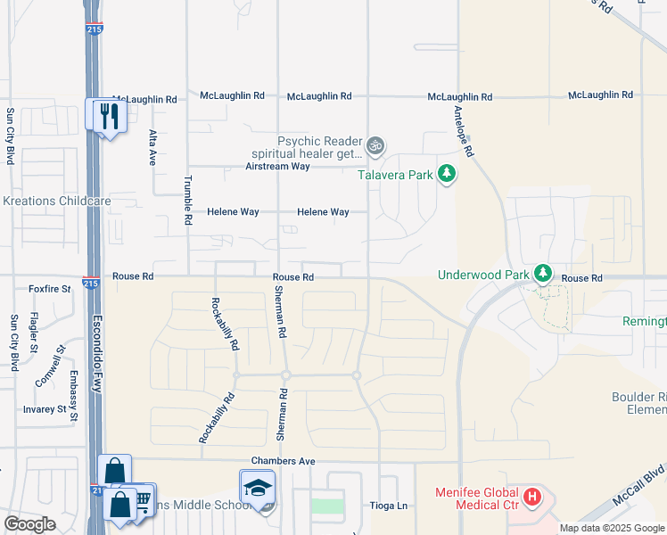 map of restaurants, bars, coffee shops, grocery stores, and more near 27661 Vanilla Court in Menifee