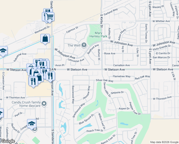map of restaurants, bars, coffee shops, grocery stores, and more near 1116 Checkerberry Court in Hemet