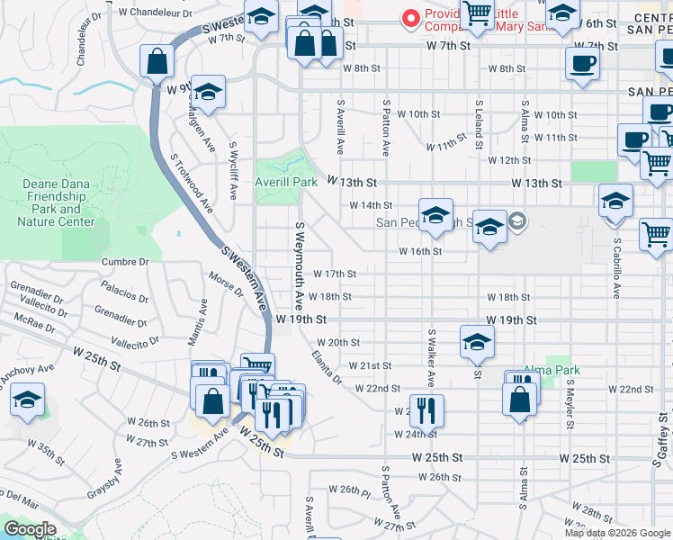 map of restaurants, bars, coffee shops, grocery stores, and more near 1640 Sunnyside Terrace in Los Angeles