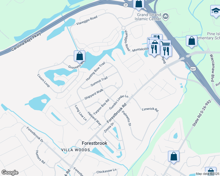 map of restaurants, bars, coffee shops, grocery stores, and more near 4041 Shipyard Walk in Myrtle Beach