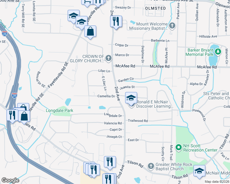 map of restaurants, bars, coffee shops, grocery stores, and more near 2115 2nd Avenue in Decatur