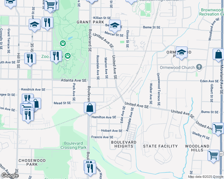 map of restaurants, bars, coffee shops, grocery stores, and more near 681 Home Avenue Southeast in Atlanta