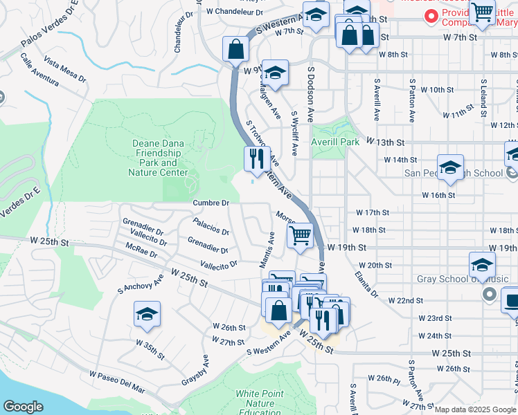 map of restaurants, bars, coffee shops, grocery stores, and more near 1717 Cumbre Drive in Los Angeles