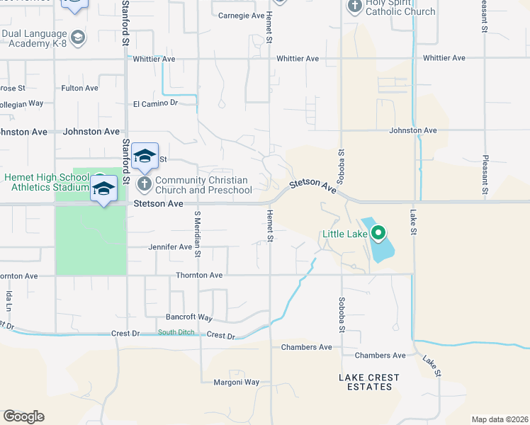 map of restaurants, bars, coffee shops, grocery stores, and more near 27041 Hemet Street in Hemet