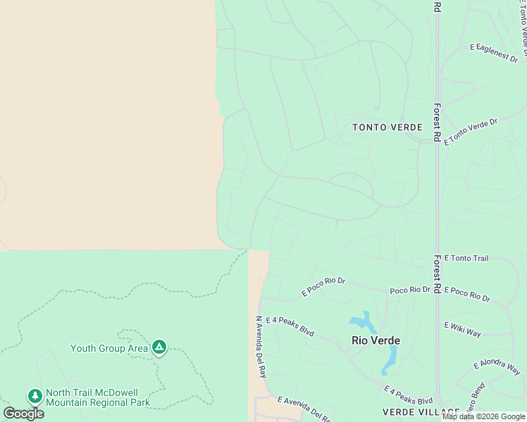 map of restaurants, bars, coffee shops, grocery stores, and more near 18410 East Horseshoe Bend in Rio Verde