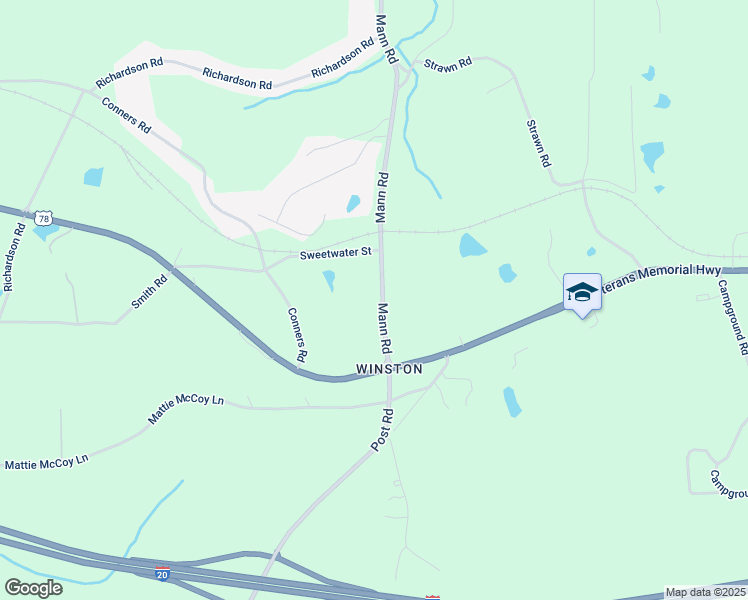 map of restaurants, bars, coffee shops, grocery stores, and more near 2813 Mann Road in Winston