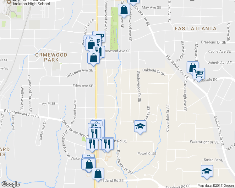 map of restaurants, bars, coffee shops, grocery stores, and more near 903 Gresham Avenue Southeast in Atlanta