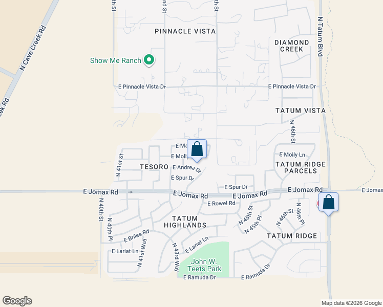 map of restaurants, bars, coffee shops, grocery stores, and more near 4254 East Molly Lane in Cave Creek