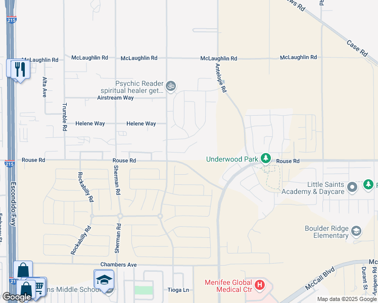 map of restaurants, bars, coffee shops, grocery stores, and more near 27834 Via Santa Catarina in Menifee