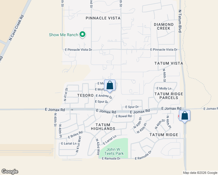 map of restaurants, bars, coffee shops, grocery stores, and more near 4262 East Molly Lane in Cave Creek