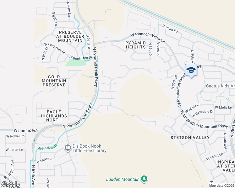 map of restaurants, bars, coffee shops, grocery stores, and more near 6202 West Maya Drive in Phoenix