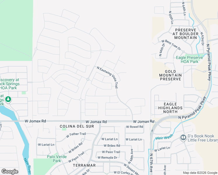 map of restaurants, bars, coffee shops, grocery stores, and more near 6977 West Redbird Road in Peoria