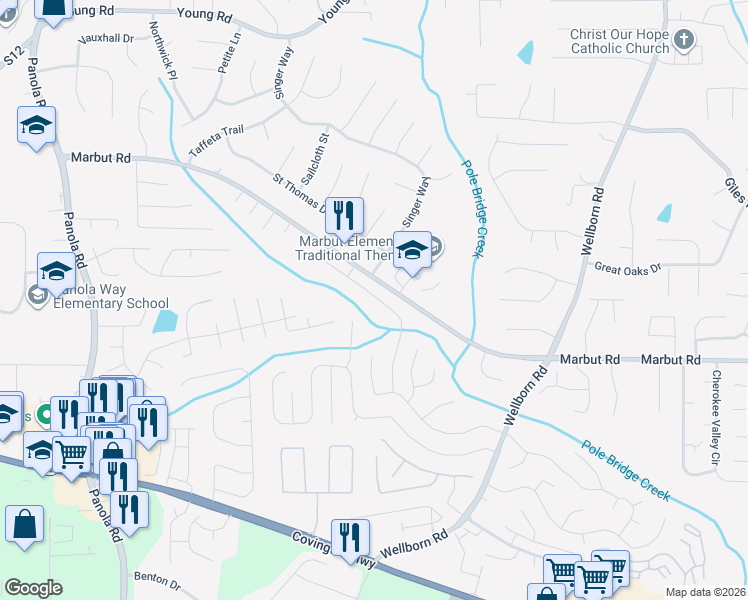 map of restaurants, bars, coffee shops, grocery stores, and more near 5751 Wellborn Oaks Court in Lithonia