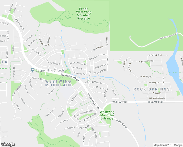 map of restaurants, bars, coffee shops, grocery stores, and more near 27112 North 83rd Glen in Peoria